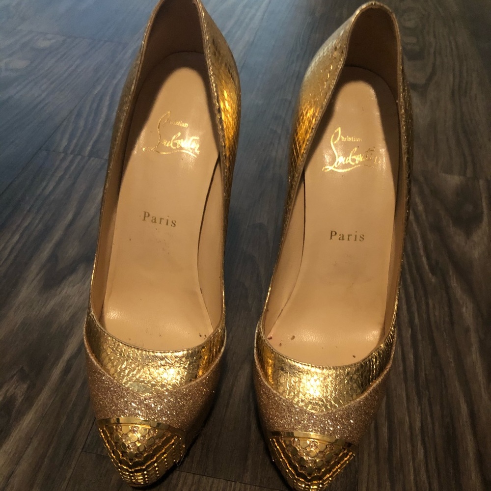 Gold Christian Louboutin Heels